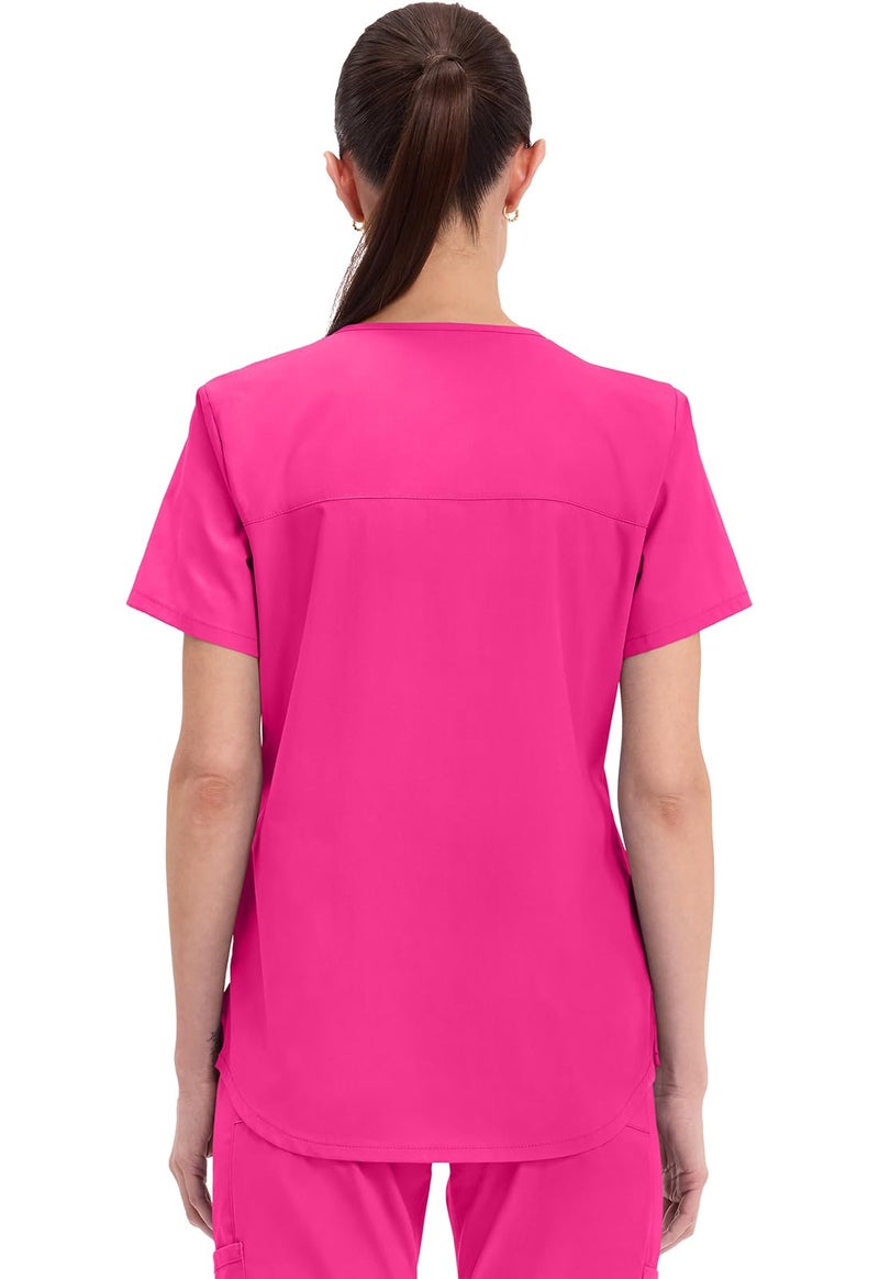 Cherokee Scrubs for Women Workwear Professionals V-Neck Top, Soft Stretch WW665, L, Electric Pink - Image 5